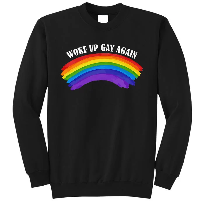 Retro Woke Up Gay Again Rainbow Lgbtq Tall Sweatshirt