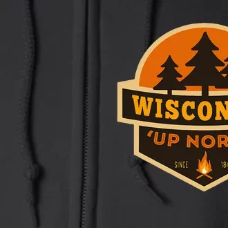 Retro Wisconsin Up North Full Zip Hoodie