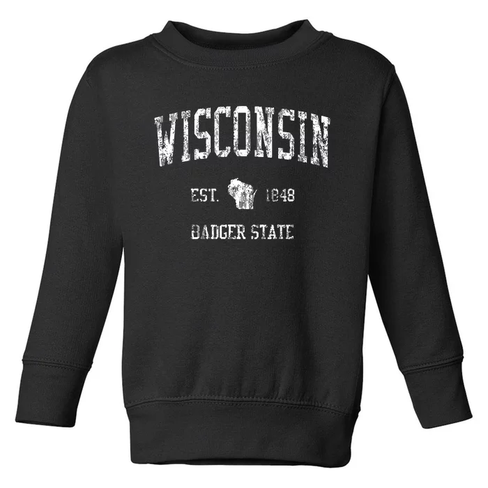 Retro Wisconsin Vintage Sports Design Toddler Sweatshirt