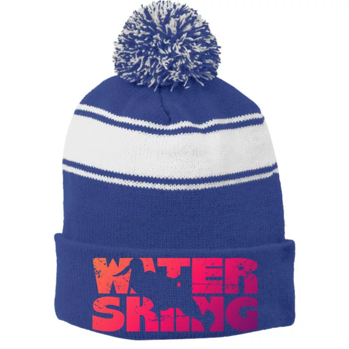 Retro Waterskiing Vintage Water Ski Skiing Sport Waterski Cute Gift Stripe Pom Pom Beanie