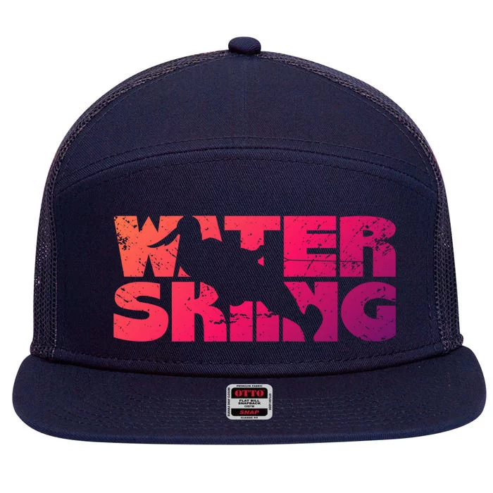 Retro Waterskiing Vintage Water Ski Skiing Sport Waterski Cute Gift 7 Panel Mesh Trucker Snapback Hat