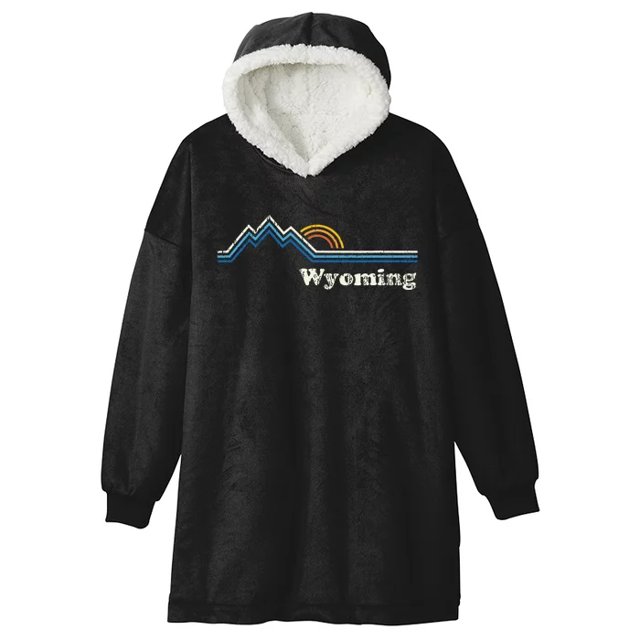 Retro Wyoming Vintage Sunrise Mountains Hooded Wearable Blanket