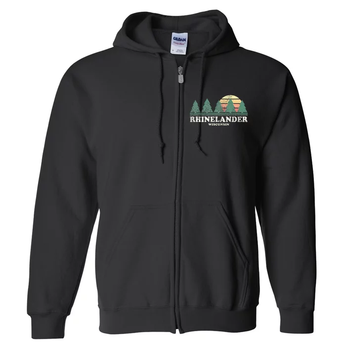 Rhinelander Wi Vintage Throwback Retro 70s Full Zip Hoodie