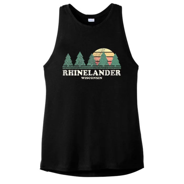 Rhinelander Wi Vintage Throwback Retro 70s Design Ladies Tri-Blend Wicking Tank