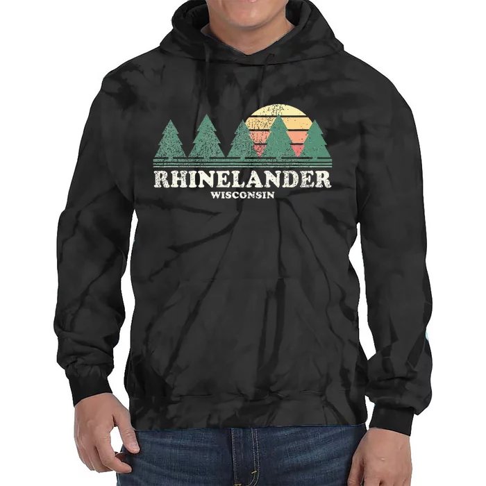 Rhinelander Wi Vintage Throwback Retro 70s Design Tie Dye Hoodie