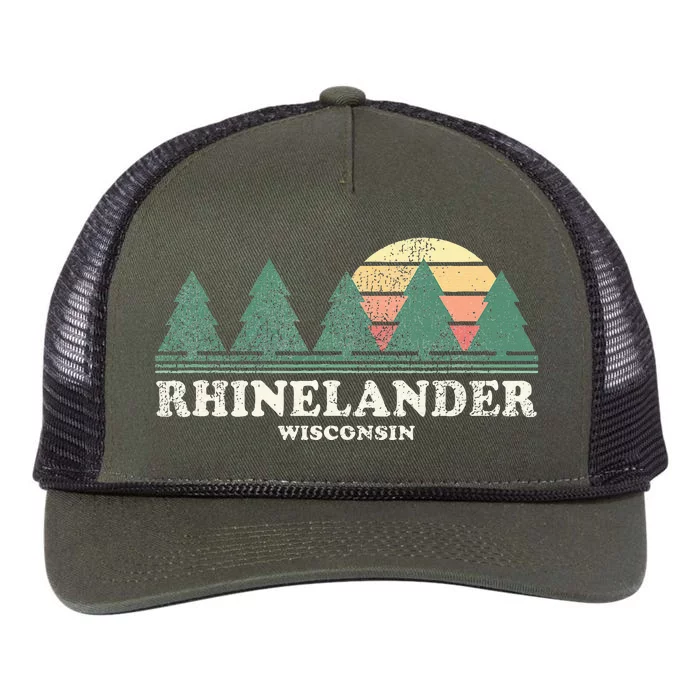 Rhinelander Wi Vintage Throwback Retro 70s Design Retro Rope Trucker Hat Cap