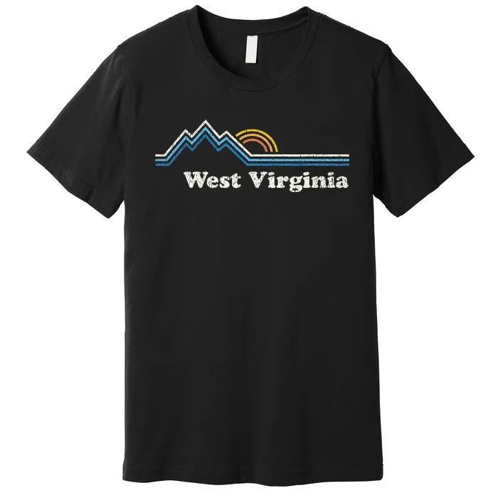 Retro West Virginia WV Vintage Sunrise Mountains Premium T-Shirt