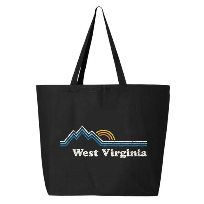 Retro West Virginia WV Vintage Sunrise Mountains 25L Jumbo Tote