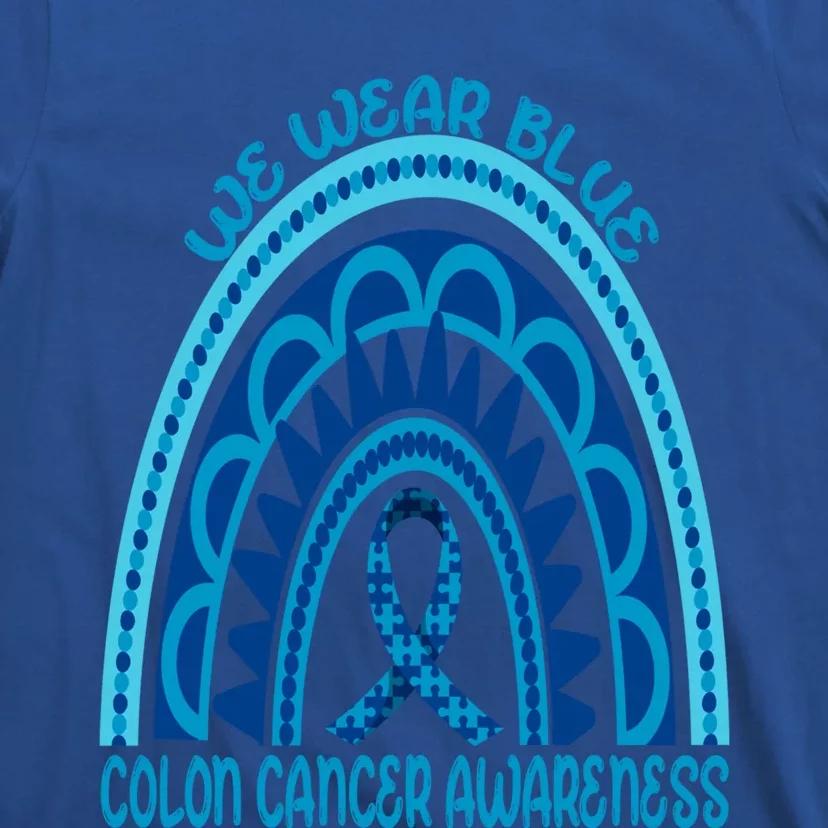 Rainbow We Wear Blue Ribbon Colon Cancer Awareness Month Gift T-Shirt