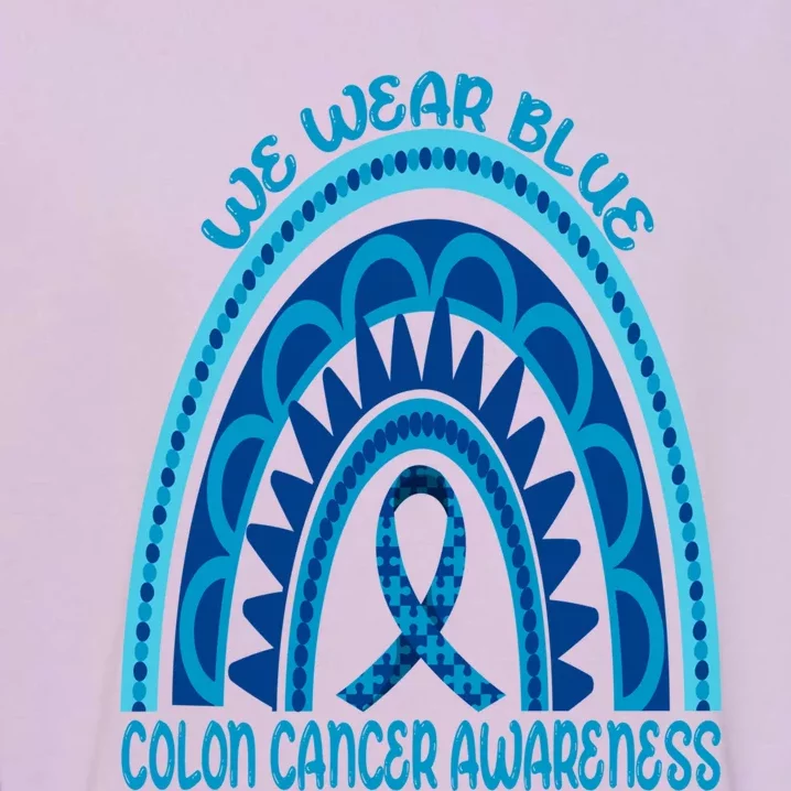 Rainbow We Wear Blue Ribbon Colon Cancer Awareness Month Gift Garment-Dyed Sweatshirt