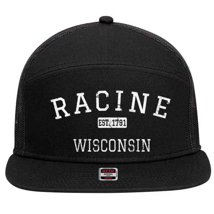 Racine Wisconsin Wi Vintage 7 Panel Mesh Trucker Snapback Hat