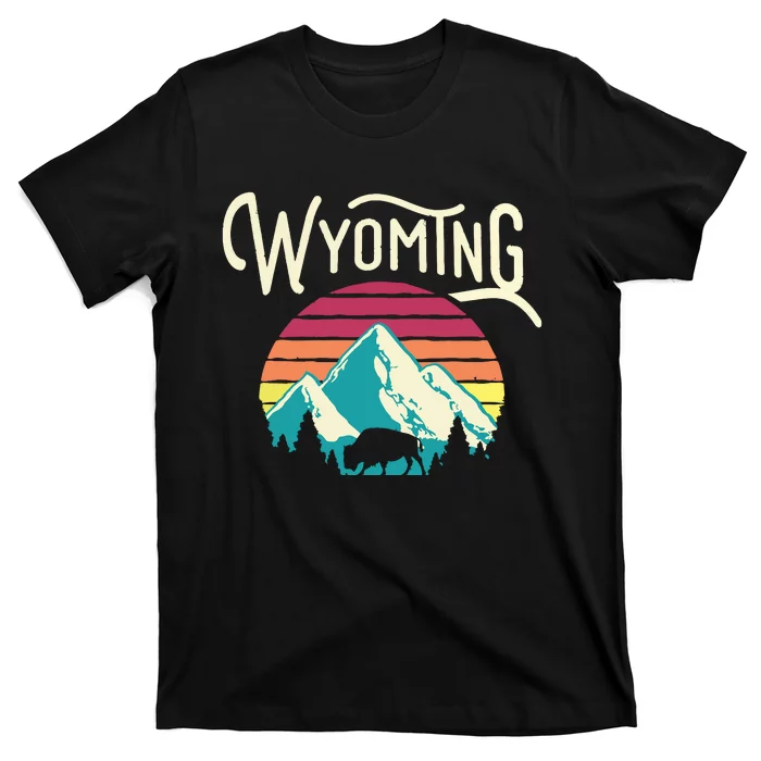 Retro Wyoming WY Mountains State Wildlife T-Shirt