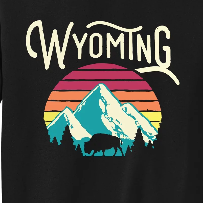 Retro Wyoming WY Mountains State Wildlife Tall Sweatshirt