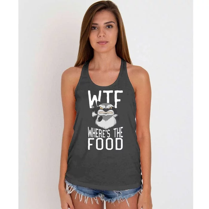 Raccoon Wtf Wheres The Food Funny Animal Raccoon Gift Women's Knotted Racerback Tank