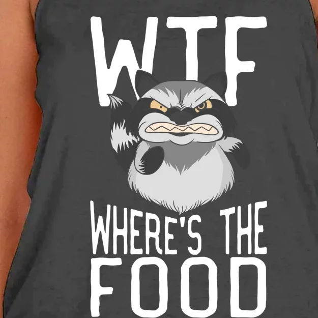 Raccoon Wtf Wheres The Food Funny Animal Raccoon Gift Women's Knotted Racerback Tank