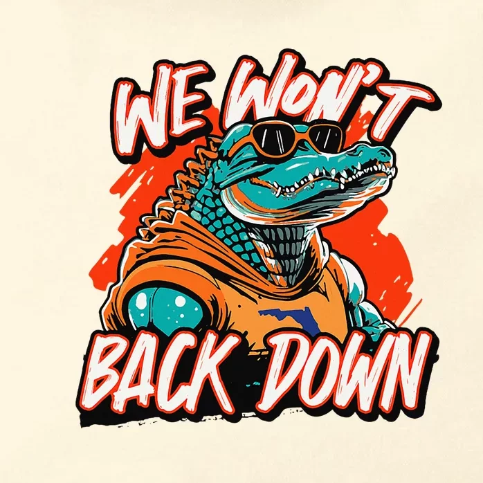 Retro We WonT Back Down Blue And Orange Gator Zip Tote Bag