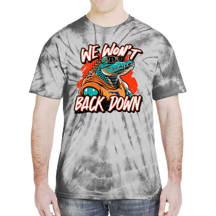 Retro We WonT Back Down Blue And Orange Gator Tie-Dye T-Shirt