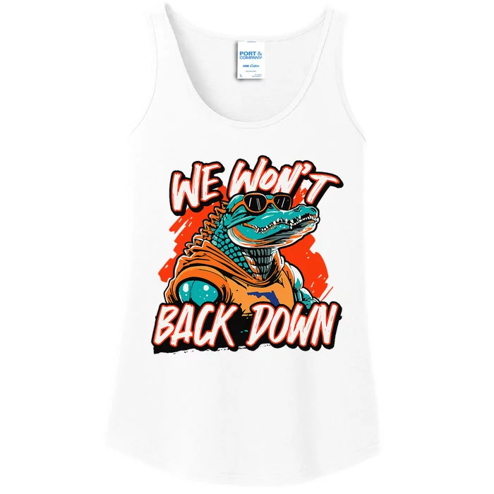 Retro We WonT Back Down Blue And Orange Gator Ladies Essential Tank