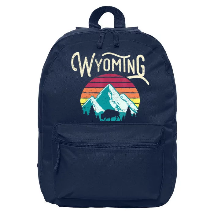 Retro Wyoming, WY Mountains State Wildlife Gift 16 in Basic Backpack