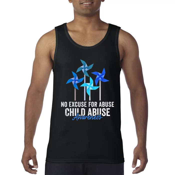 Rainbow We Wear Blue Child Abuse Prevention Month Awareness Tank Top