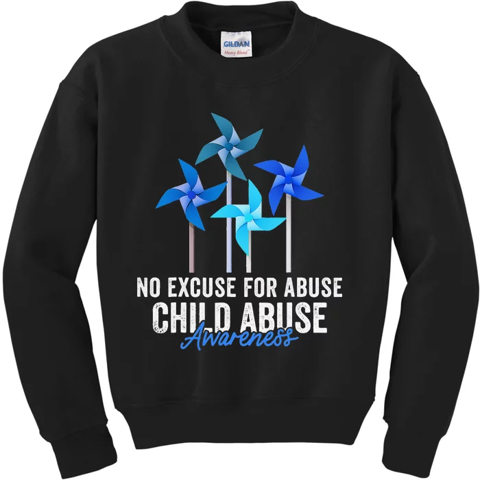 Rainbow We Wear Blue Child Abuse Prevention Month Awareness Kids Sweatshirt