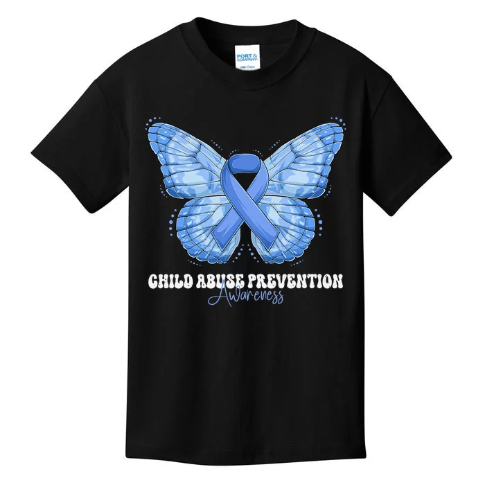 Rainbow We Wear Blue Child Abuse Prevention Month Awareness Kids T-Shirt