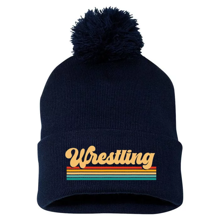 Retro Wrestling Wrestling Pom Pom 12in Knit Beanie