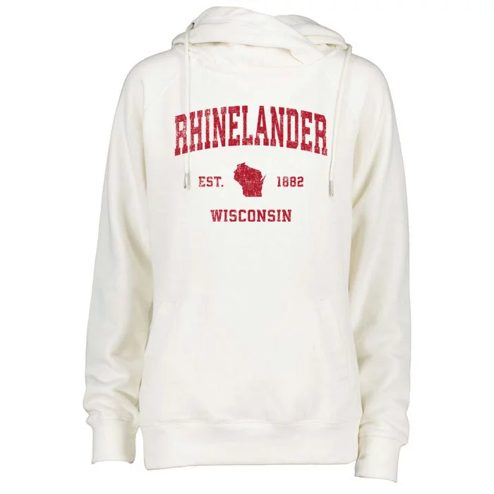 Rhinelander Wisconsin Wi Vintage Sports Womens Funnel Neck Pullover Hood