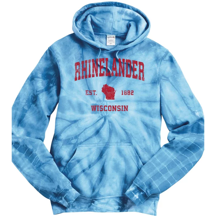 Rhinelander Wisconsin Wi Vintage Sports Tie Dye Hoodie