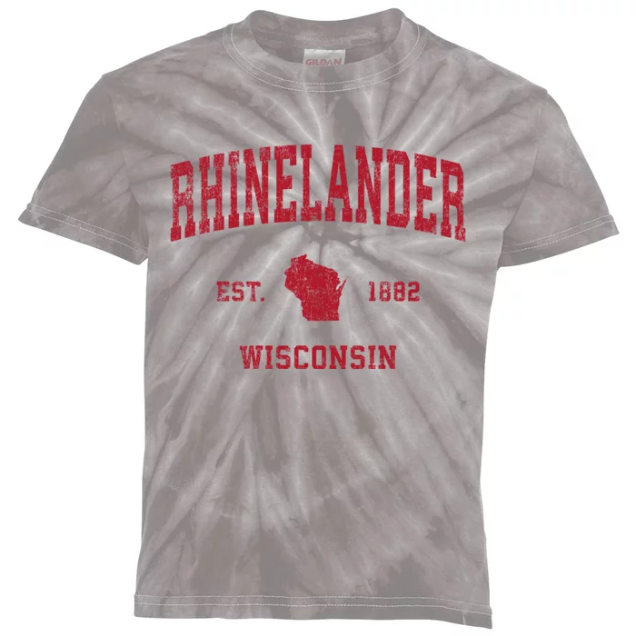 Rhinelander Wisconsin Wi Vintage Sports Kids Tie-Dye T-Shirt