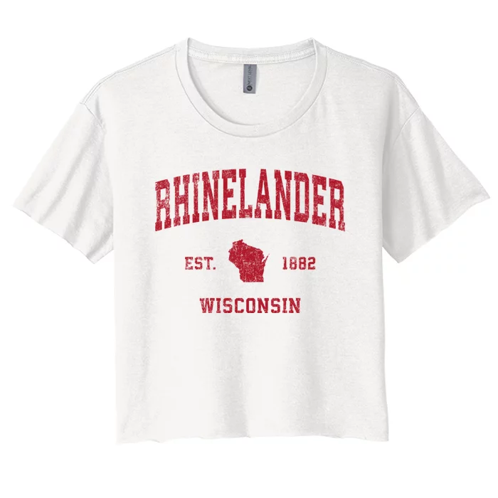 Rhinelander Wisconsin Wi Vintage Sports Women's Crop Top Tee