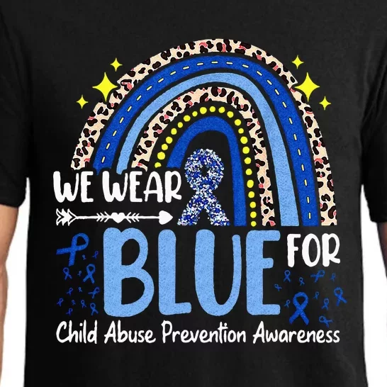 Rainbow We Wear Blue Child Abuse Prevention Month Awareness Pajama Set