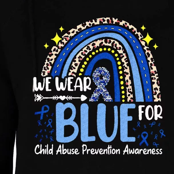 Rainbow We Wear Blue Child Abuse Prevention Month Awareness Womens Funnel Neck Pullover Hood