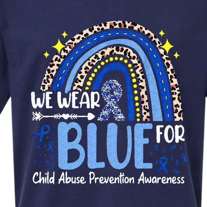 Rainbow We Wear Blue Child Abuse Prevention Month Awareness Sueded Cloud Jersey T-Shirt