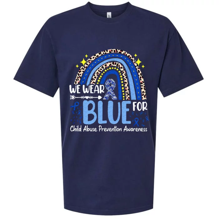 Rainbow We Wear Blue Child Abuse Prevention Month Awareness Sueded Cloud Jersey T-Shirt