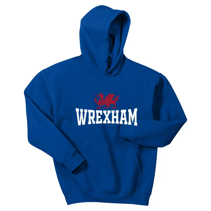 Retro Wrexham Wales Red Dragon Wrecsam Kids Hoodie