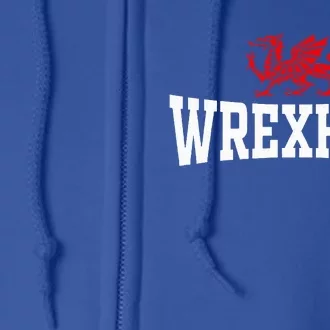 Retro Wrexham Wales Red Dragon Wrecsam Full Zip Hoodie