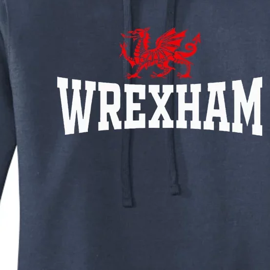 Retro Wrexham Wales Red Dragon Wrecsam Women's Pullover Hoodie