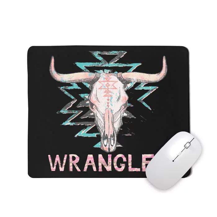 Rodeo Wrangler Western Cow Skull Cute Cow Mousepad