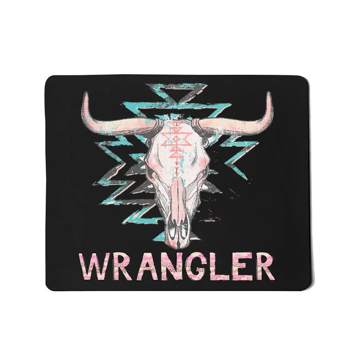 Rodeo Wrangler Western Cow Skull Cute Cow Mousepad