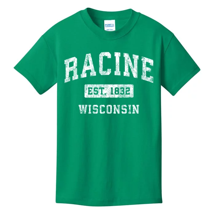 Racine Wisconsin Wi Vintage Established Sports Kids T-Shirt