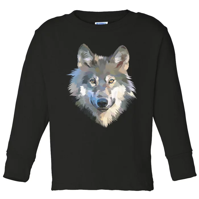 Realistic White Wolf, Realistic Animal Print With Colors Premium Toddler Long Sleeve Shirt