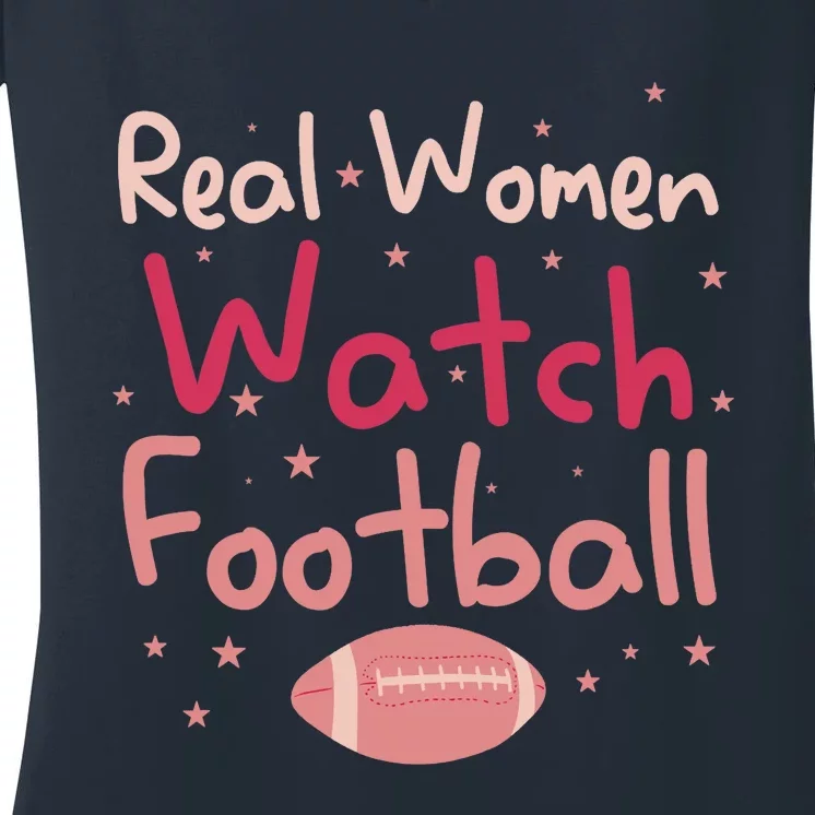 Real Wo Watch Football Rugby Lineman Fan Women's V-Neck T-Shirt