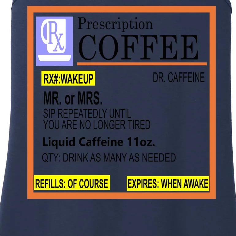 Rx Prescription Coffee Dr Caffeine Funny Ladies Essential Tank