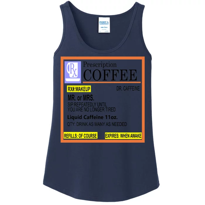 Rx Prescription Coffee Dr Caffeine Funny Ladies Essential Tank