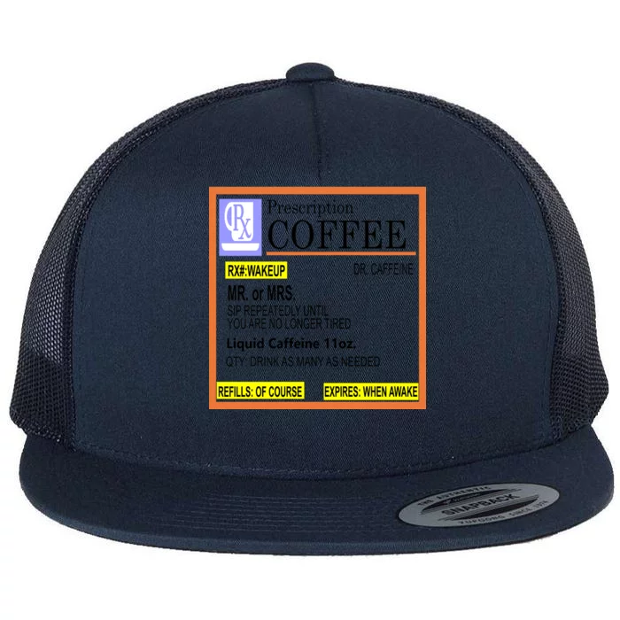 Rx Prescription Coffee Dr Caffeine Funny Flat Bill Trucker Hat