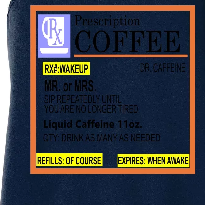 Rx Prescription Coffee Dr Caffeine Funny Women's Racerback Tank