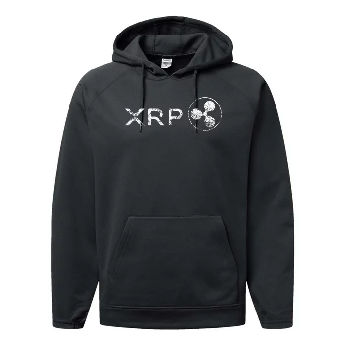 Ripple Xrp Crypto Token Blockchain Technology White Vintage Performance Fleece Hoodie