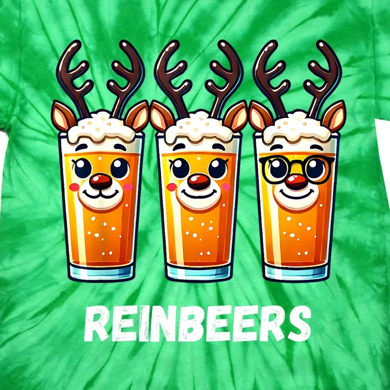 Reinbeers Xmas Funny Reindeer Beer Christmas Drinking Gift Tie-Dye T-Shirt