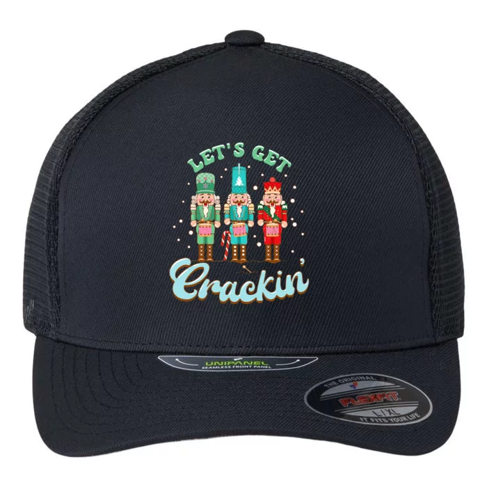 Retro Xmas Lets Get Crackin Nutcracker Christmas Flexfit Unipanel Trucker Cap